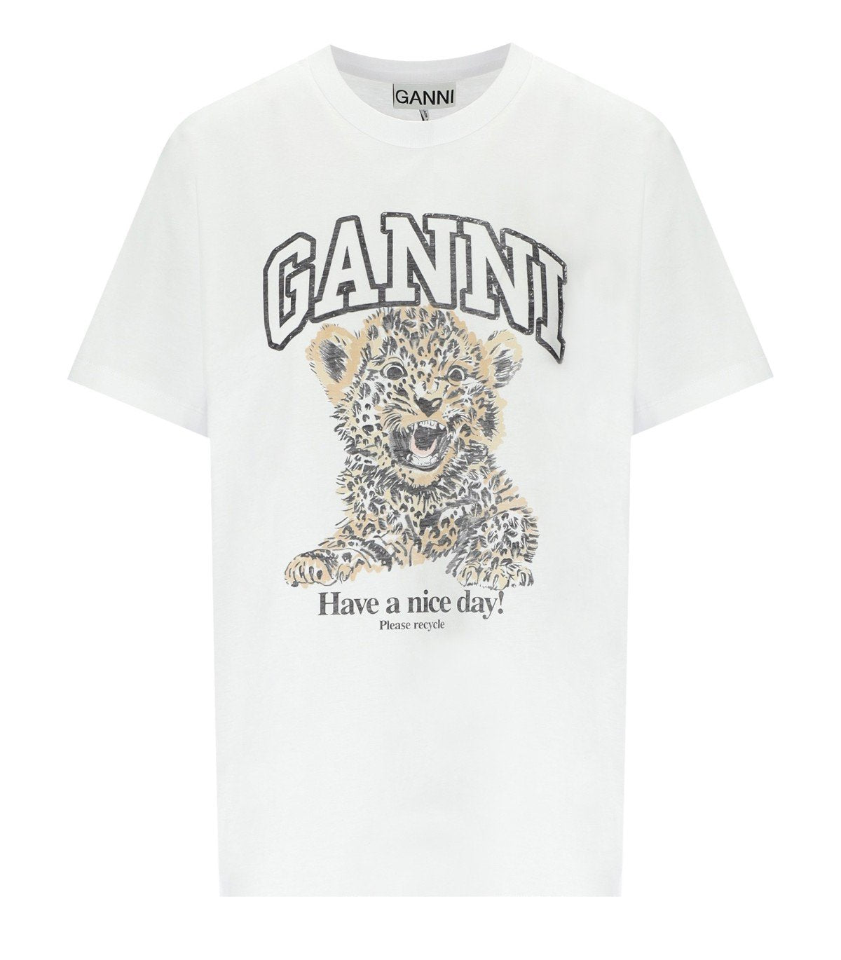 T-SHIRT RELAXED LEOPARD BIANCA GANNI