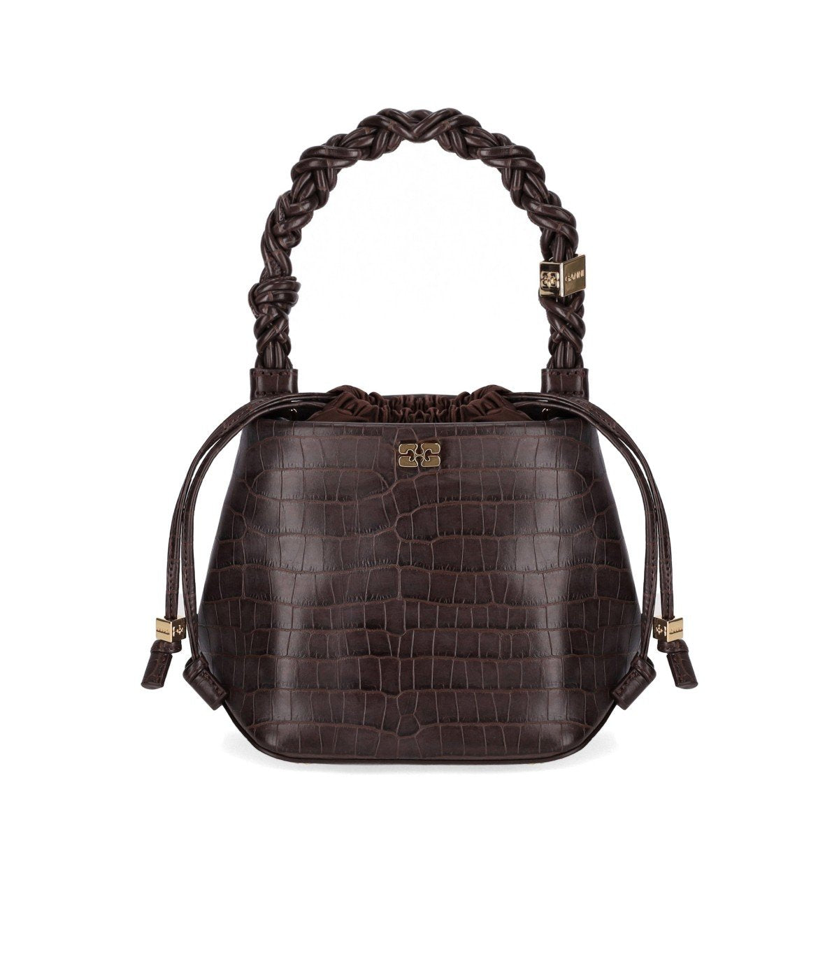GANNI BOU BROWN BUCKET BAG