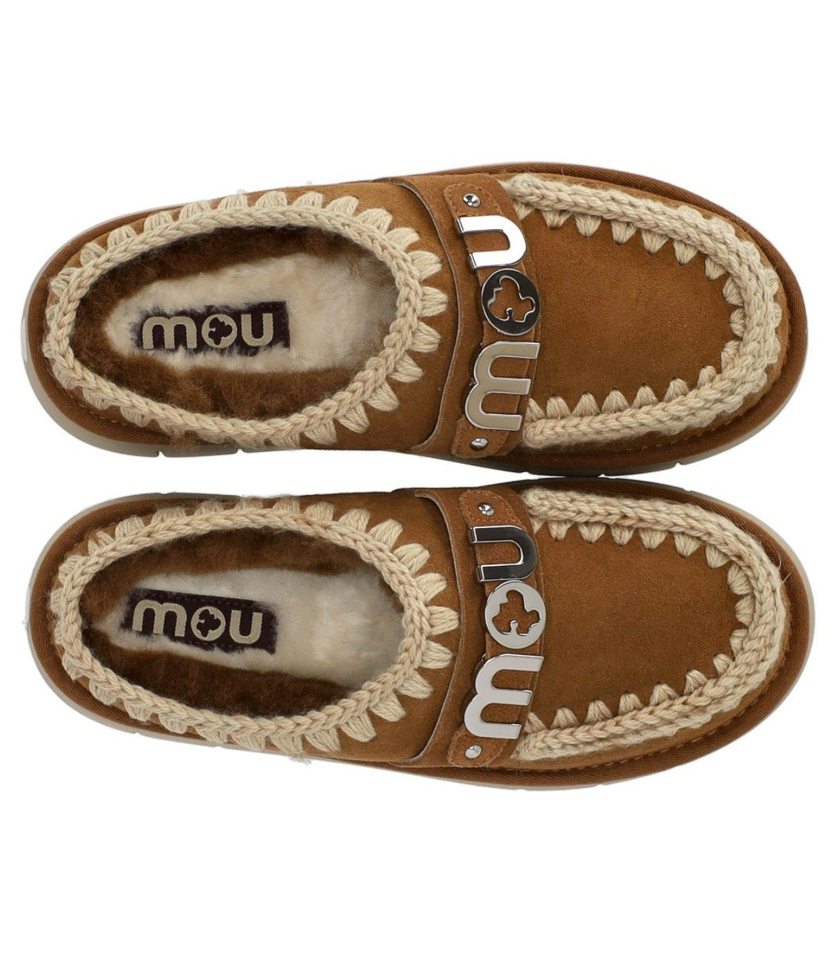 MOU BOUNCE METAL LOGO COGNAC CLOG
