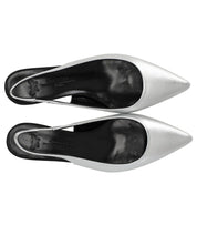 MAX MARA WEEKEND GALLICO SILVER SLINGBACK PUMPS