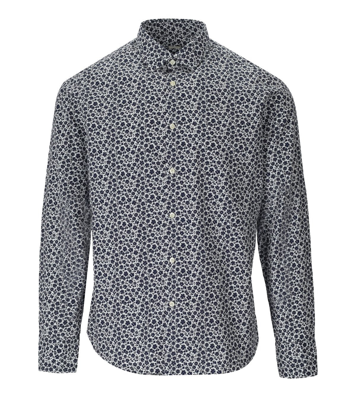 GMF 965 WHITE AND BLUE FLORAL SHIRT