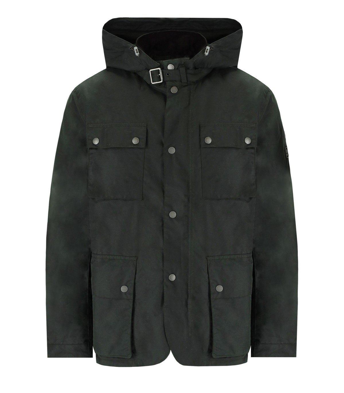 BARBOUR INTERNATIONAL AUTO WAX SAGE GREEN HOODED JACKET