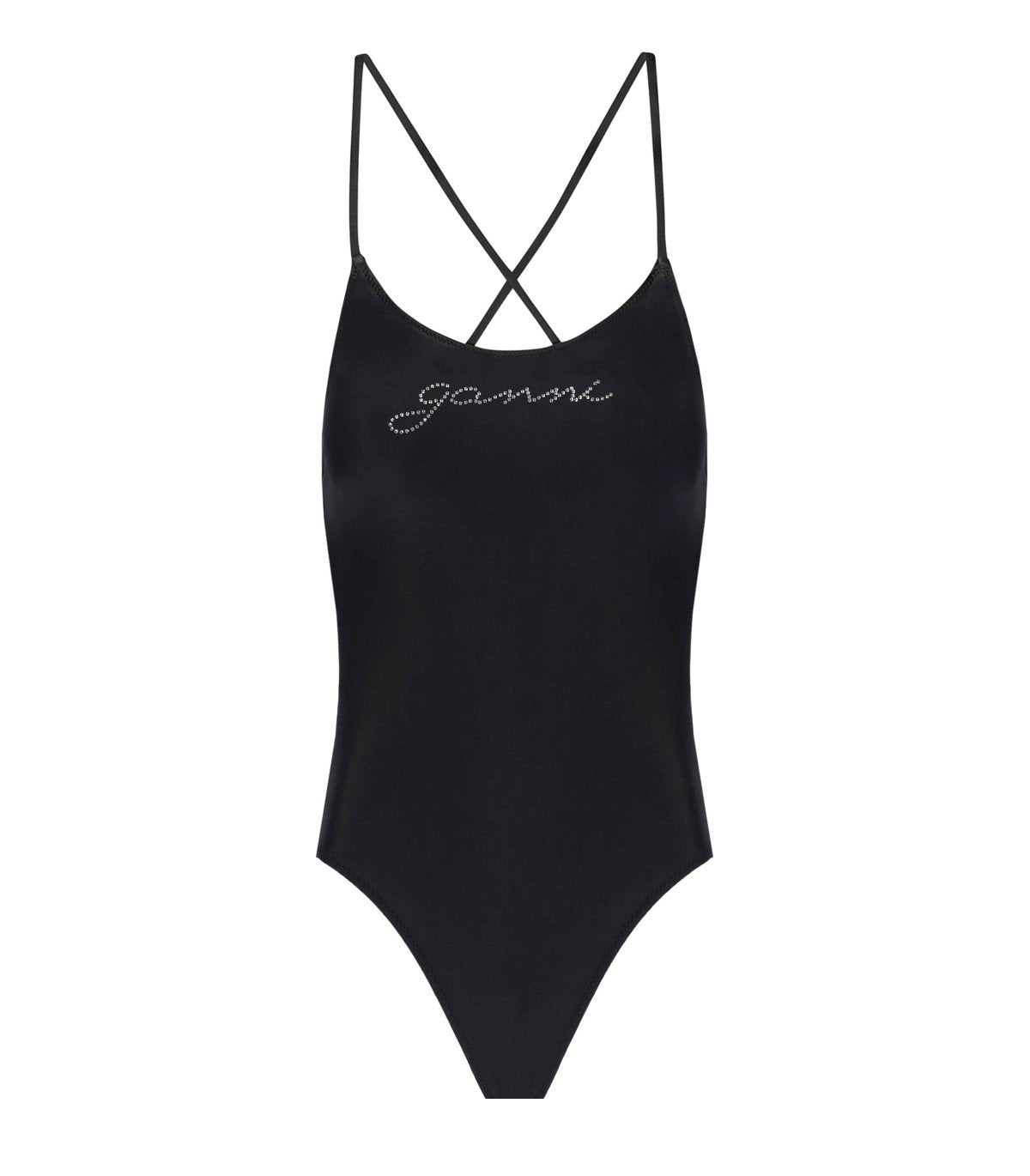 GANNI BLACK SWIMSUIT WITH LOGO