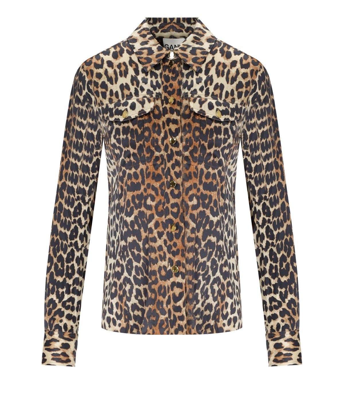 GANNI ANIMALIER SATIN SHIRT