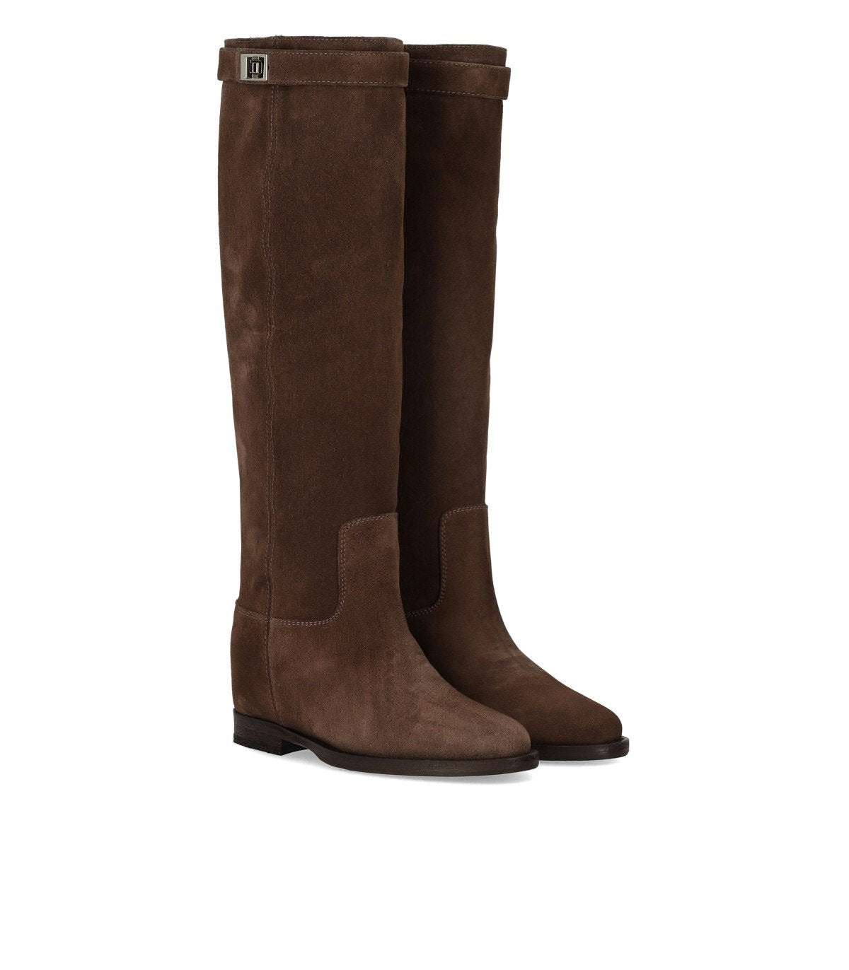 VIA ROMA 15 SANTA MONICA BROWN HIGH BOOT WITH PADLOCK
