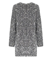 ELISABETTA FRANCHI STEEL MINI DRESS WITH SEQUINS