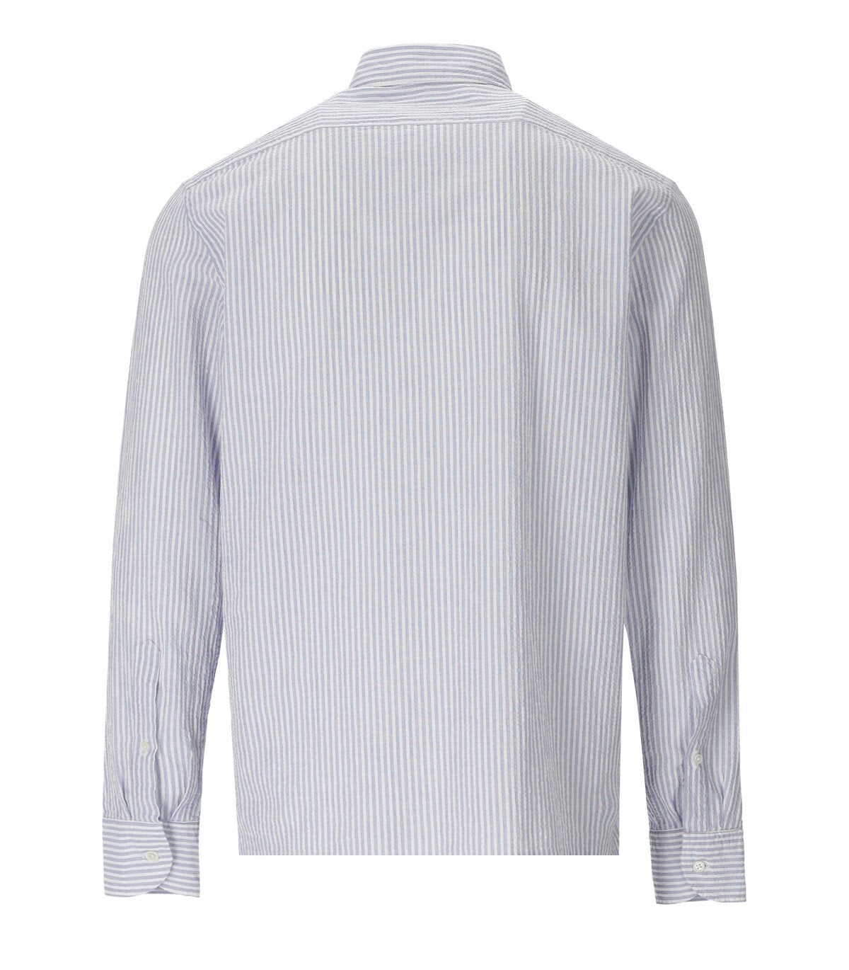 B-D BAGGIES WHITE LIGHT BLUE SEERSUCKER STRIPED POLO SHIRT