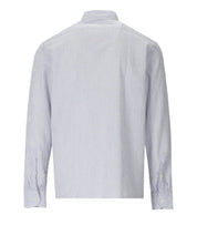 B-D BAGGIES WHITE LIGHT BLUE SEERSUCKER STRIPED POLO SHIRT