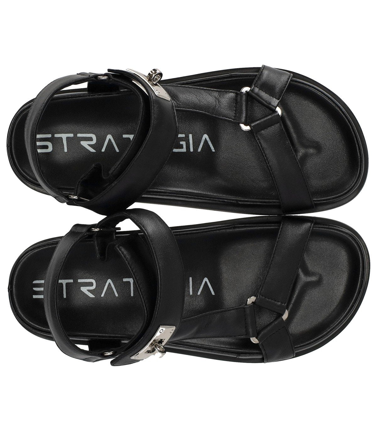 STRATEGIA BLACK FLAT SANDAL