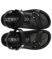 STRATEGIA BLACK FLAT SANDAL