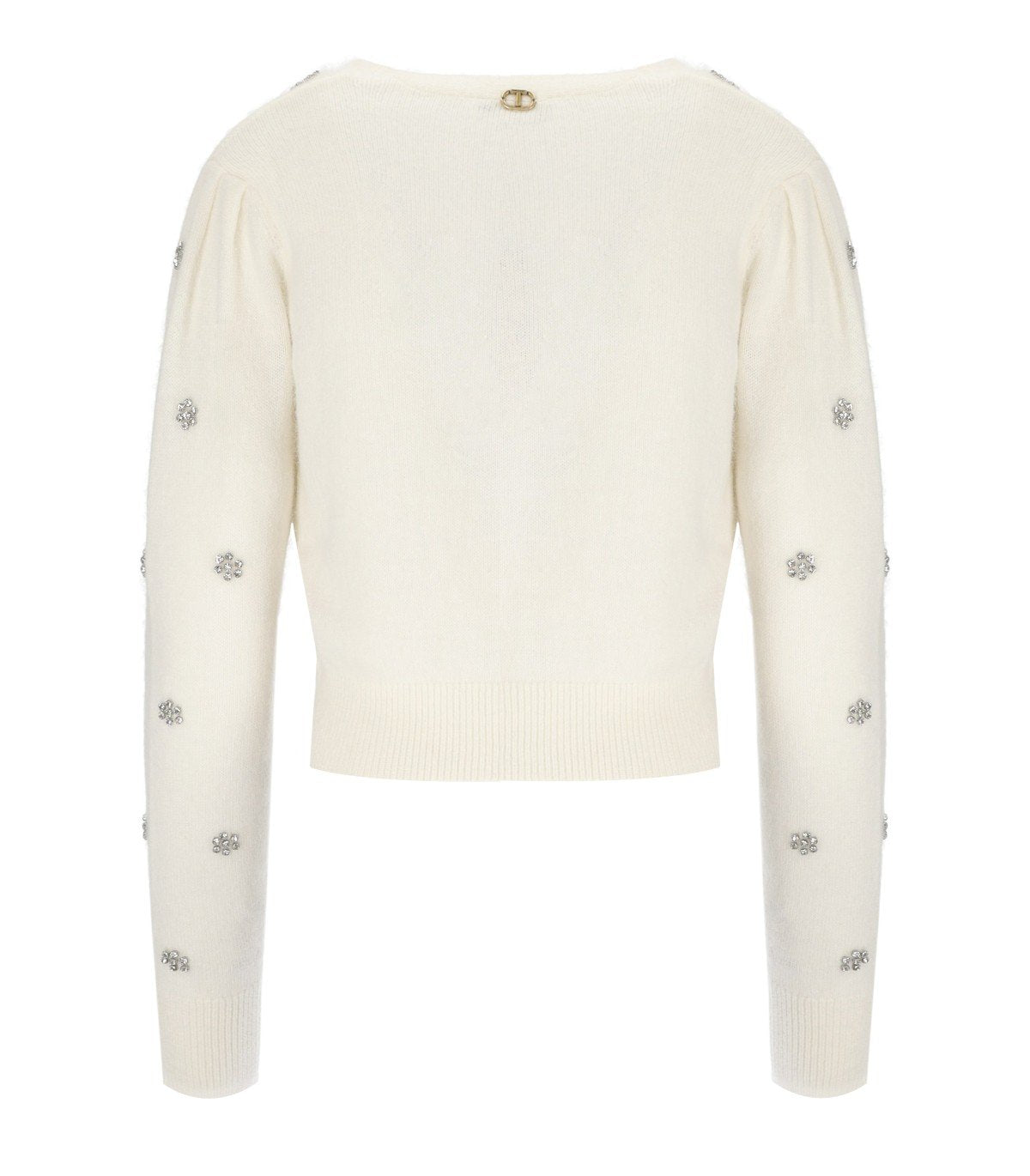 TWINSET WHITE CROPPED CARDIGAN