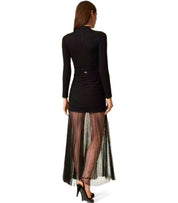 TWINSET BLACK PLUMETIS LONG DRESS