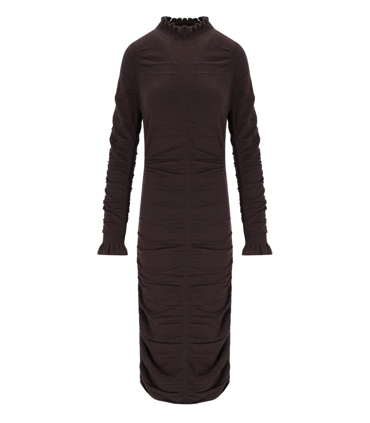 TWINSET CHOCOLATE KNITTED MIDI DRESS