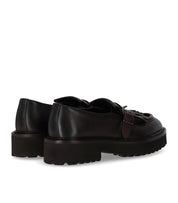 DOUCAL'S DECO' DARK BROWN LOAFER WITH FRINGE