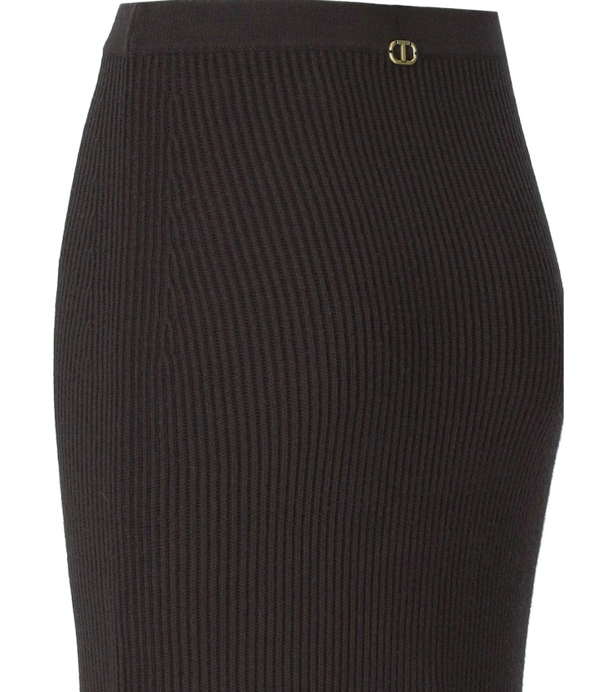 TWINSET CHOCOLATE KNITTED MIDI SKIRT