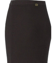 TWINSET CHOCOLATE KNITTED MIDI SKIRT