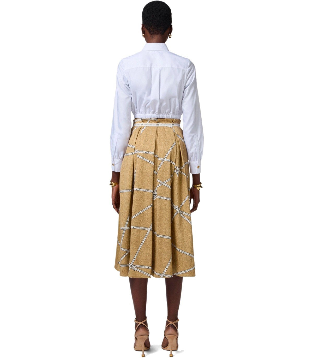 ELISABETTA FRANCHI PAGLIA BURRO MIDI ROCK