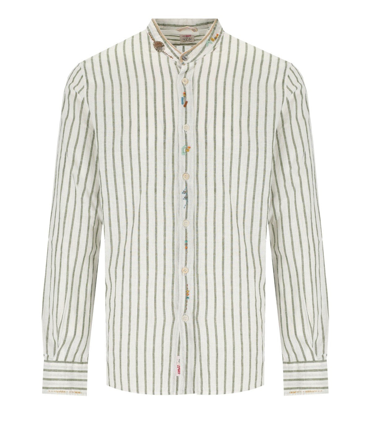 BOB KOREA WHITE GREEN STRIPED SHIRT