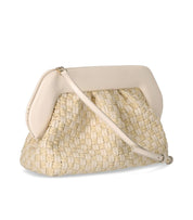 THEMOIRè BIOS MICRO WEAVED STRAW SHELL CLUTCH BAG