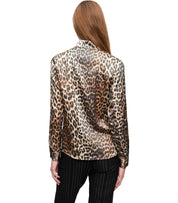 GANNI ANIMALIER SATIN SHIRT