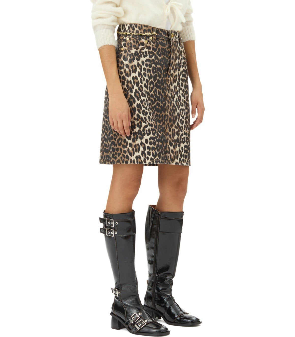 GANNI DENIM ANIMALIER SKIRT