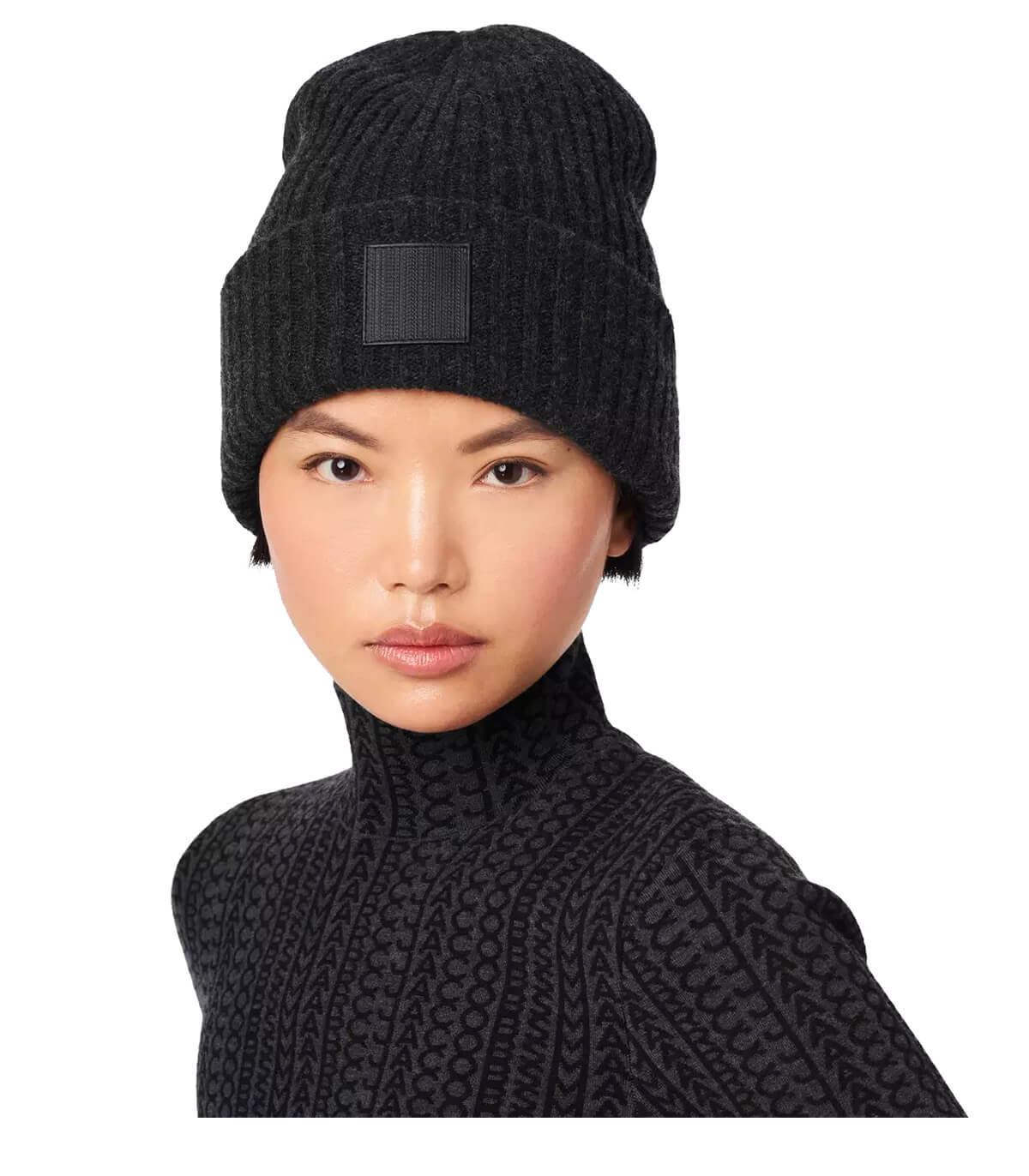 MARC JACOBS THE RIBBED DARK GREY BEANIE