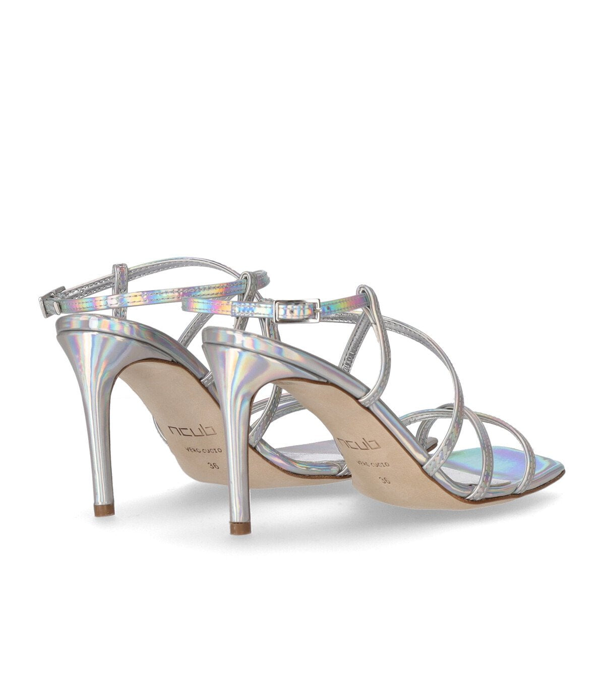 SANDALO CON TACCO PREWI ARGENTO NCUB