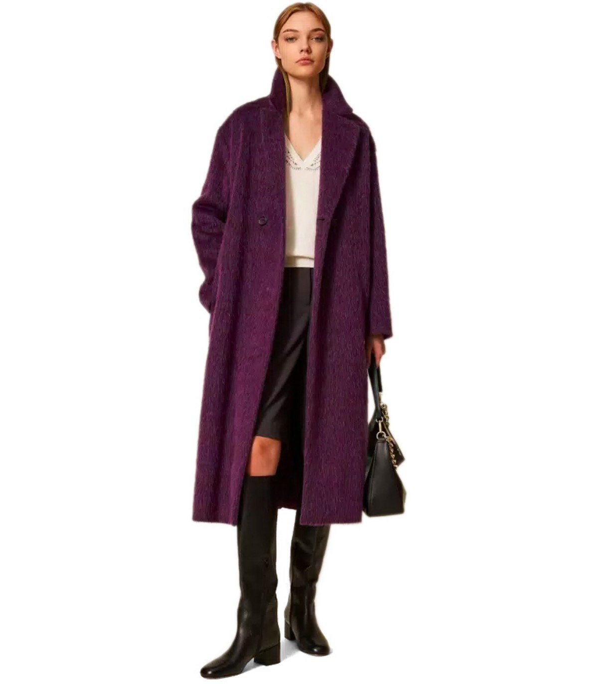 CAPPOTTO CON CINTURA VIOLA TWINSET