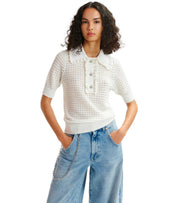 ESSENTIEL ANTWERP HEMIRATES WHITE KNITTED POLO SHIRT