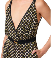 ELISABETTA FRANCHI NERO BURRO PATTERNED JUMPSUIT
