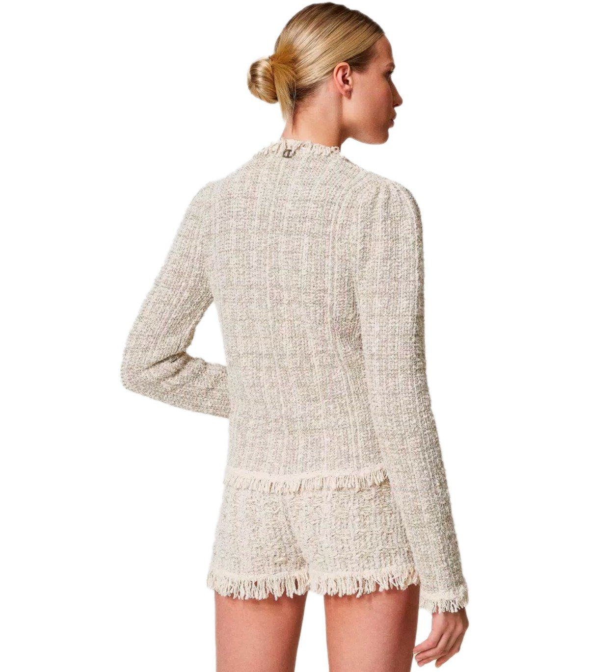 TWINSET JACQUARD LUREX GOLD KNITTED JACKET