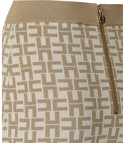 ELISABETTA FRANCHI MONOGRAM BUTTER BEIGE KNITTED SKIRT