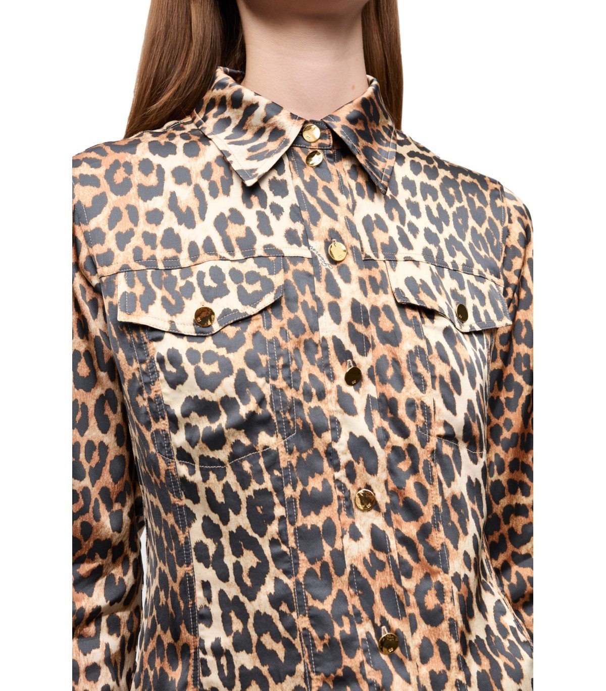 GANNI ANIMALIER SATIN SHIRT
