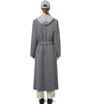 ELISABETTA FRANCHI STEEL MELANGE BELTED COAT