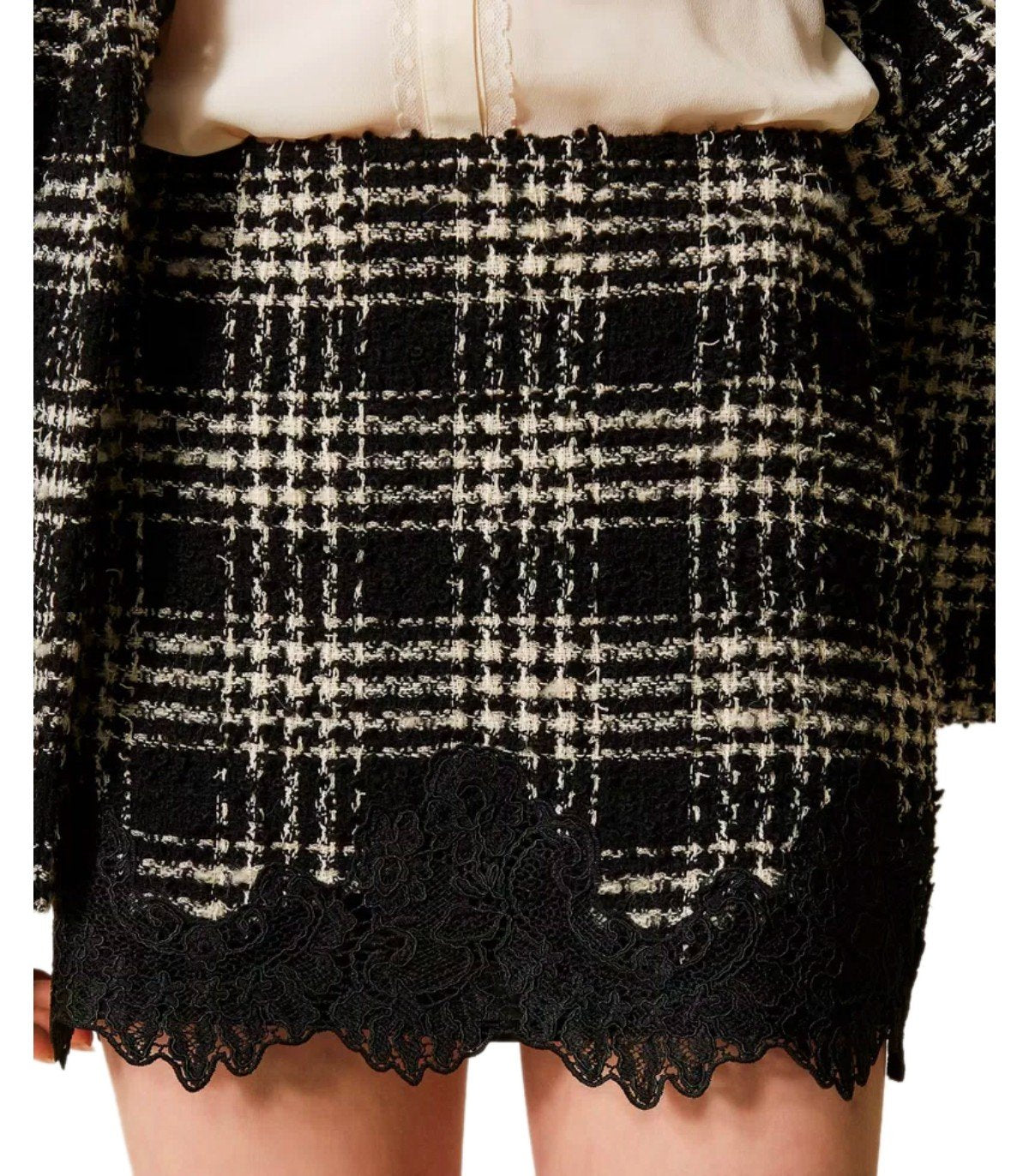 TWINSET BLACK AND WHITE CHECK SKIRT