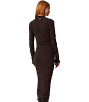 TWINSET CHOCOLATE KNITTED MIDI DRESS