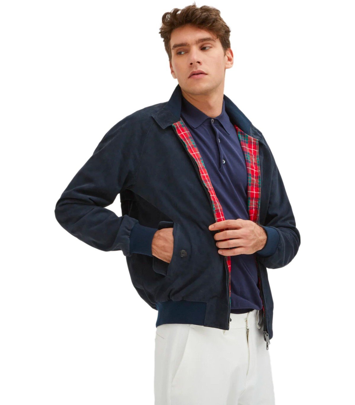 BARACUTA G9 SUÈDE NAVY BLUE BOMBER JACKET
