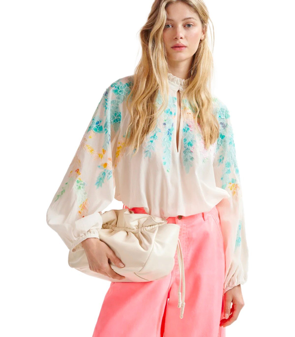BLUSA HITRUS A FIORI BIANCA ESSENTIEL ANTWERP