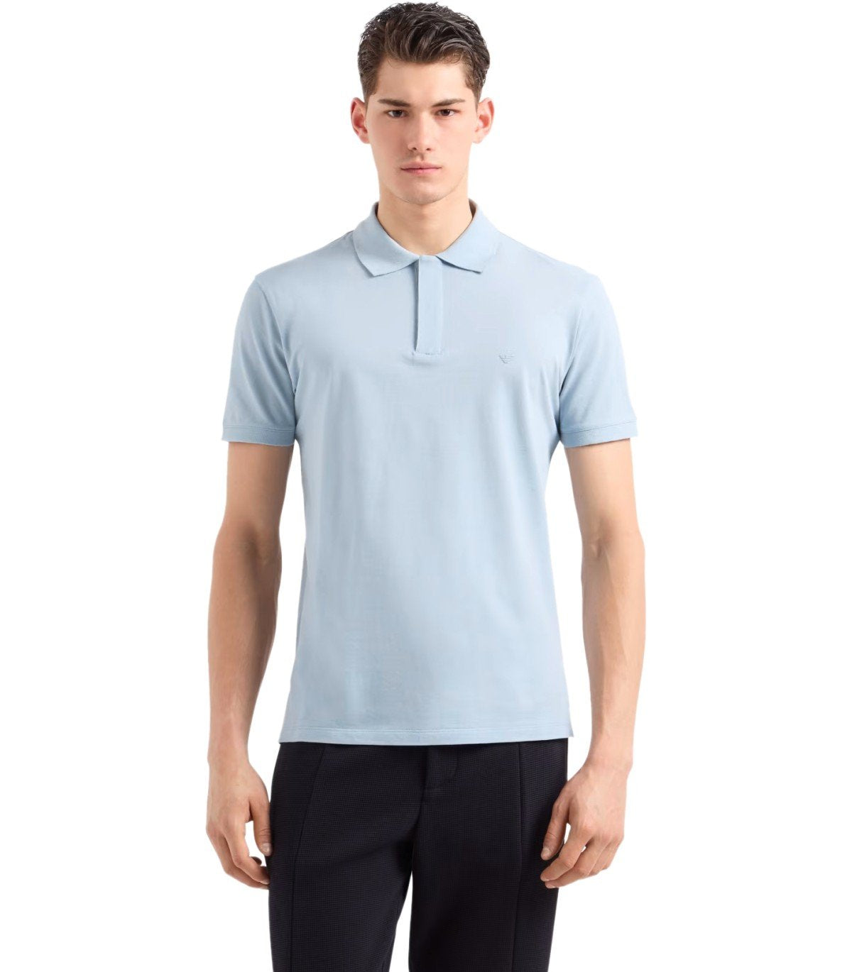 EMPORIO ARMANI TRAVEL ESSENTIAL LIGHT BLUE POLO SHIRT
