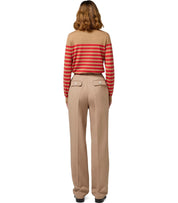 ELISABETTA FRANCHI CAMEL/RED PASSION STRIPED SWEATER