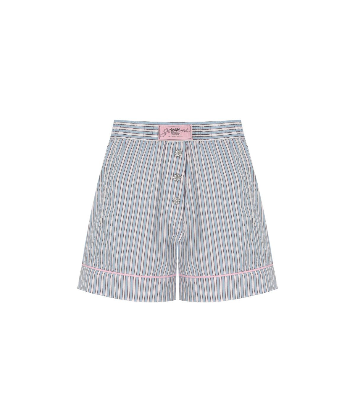 GANNI SOFT CHAMBRAY STRIPED SHORTS