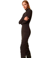 TWINSET CHOCOLATE KNITTED MIDI DRESS