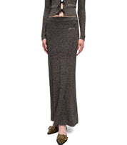 GANNI SILVER SKIRT WITH LOGO