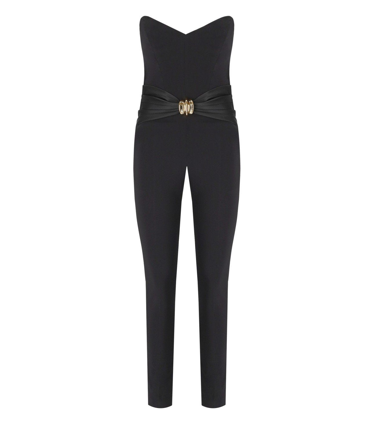 ELISABETTA FRANCHI BLACK BUSTIER JUMPSUIT