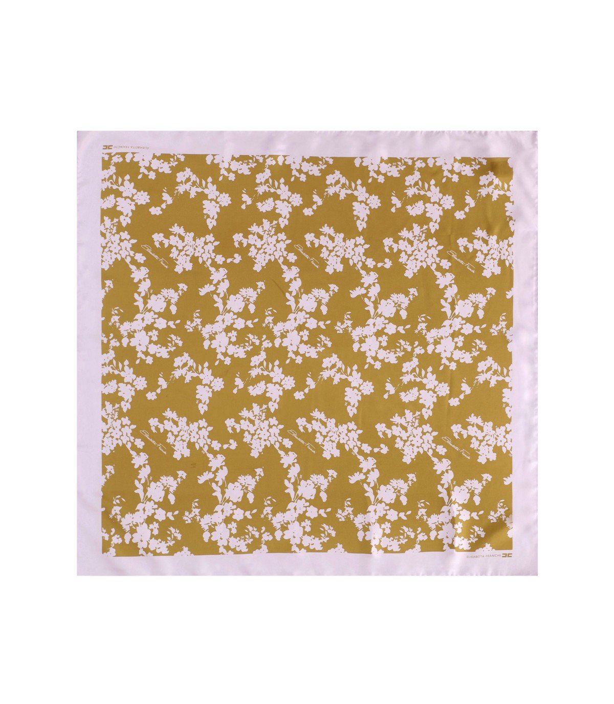 ELISABETTA FRANCHI CURRY QUARZO FLORAL FOULARD SCARF