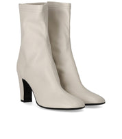 STRATEGIA ZHAIRA WHITE HEELED ANKLE BOOT