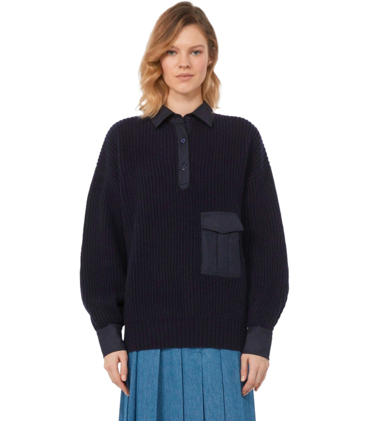MAGLIONE POLO VANDA BLU MAX MARA WEEKEND