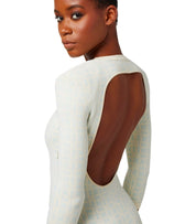 ELISABETTA FRANCHI BUTTER ACQUA MONOGRAMM-STRICKKLEID