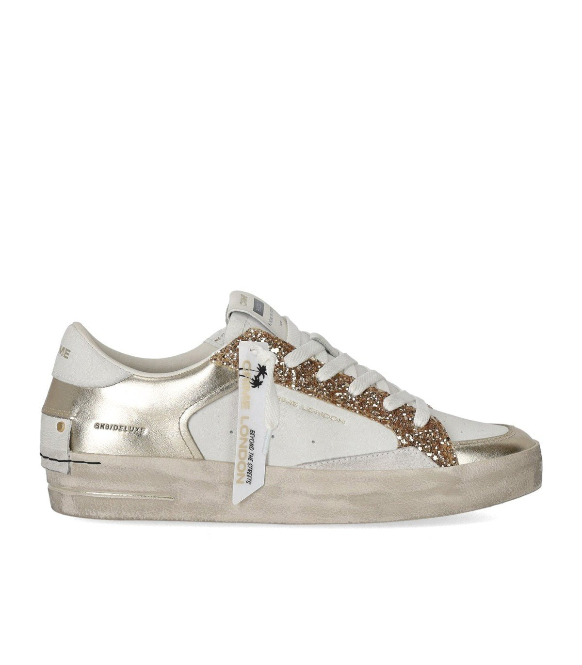CRIME LONDON SK8 DELUXE PLATINUM GLAM SNEAKER