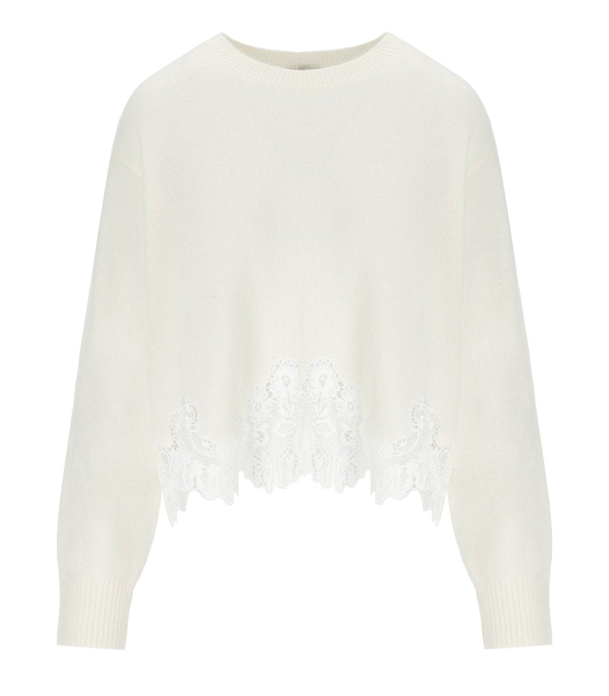 MAGLIONE CON DETTAGLI IN PIZZO BIANCO TWINSET